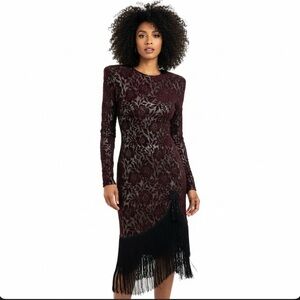Vintage Climax by Karen Okada Lace Fringe Cocktail Dress